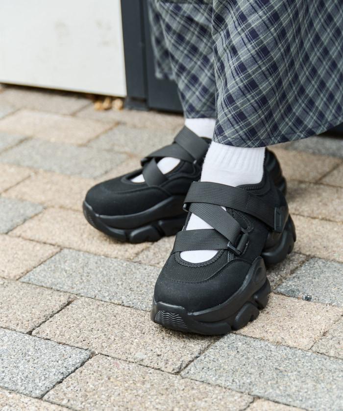 厚底交叉帶運動鞋