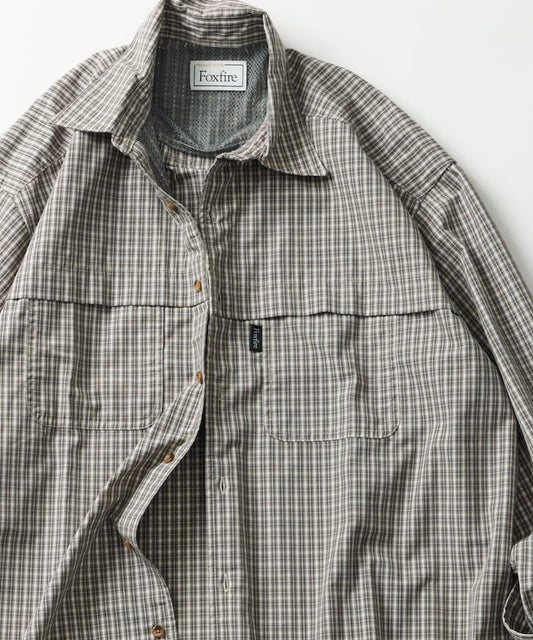 特別款釣魚口袋長袖格子襯衫