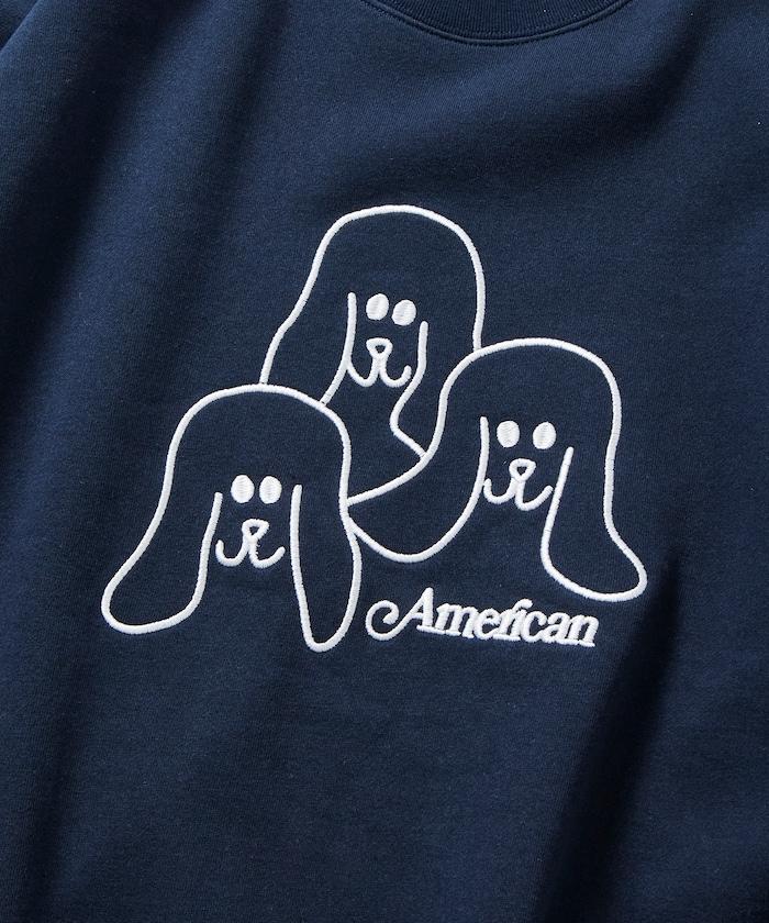 寬鬆版型 動物圖案刺繡 圓領衛衣