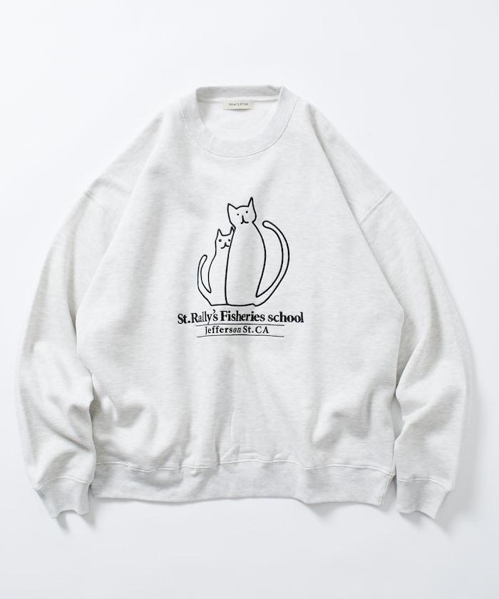 寬鬆版型 動物圖案刺繡 圓領衛衣