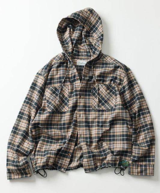 特別版寬鬆版型法蘭絨格紋連帽襯衫