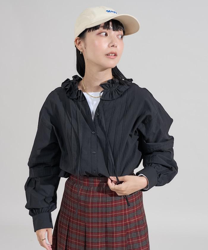 復古風雙層荷葉邊襯衫