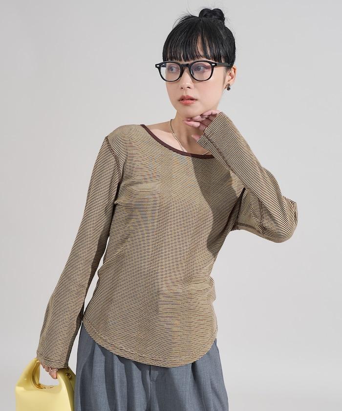 不規則羅紋條紋長袖T恤