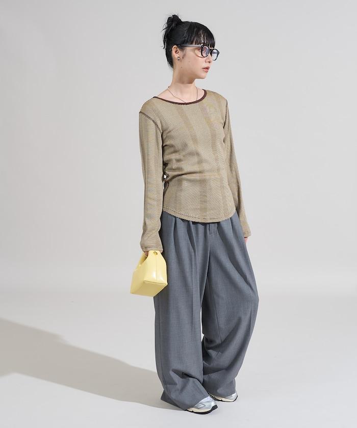 不規則羅紋條紋長袖T恤