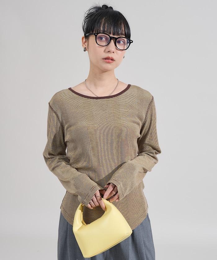 不規則羅紋條紋長袖T恤