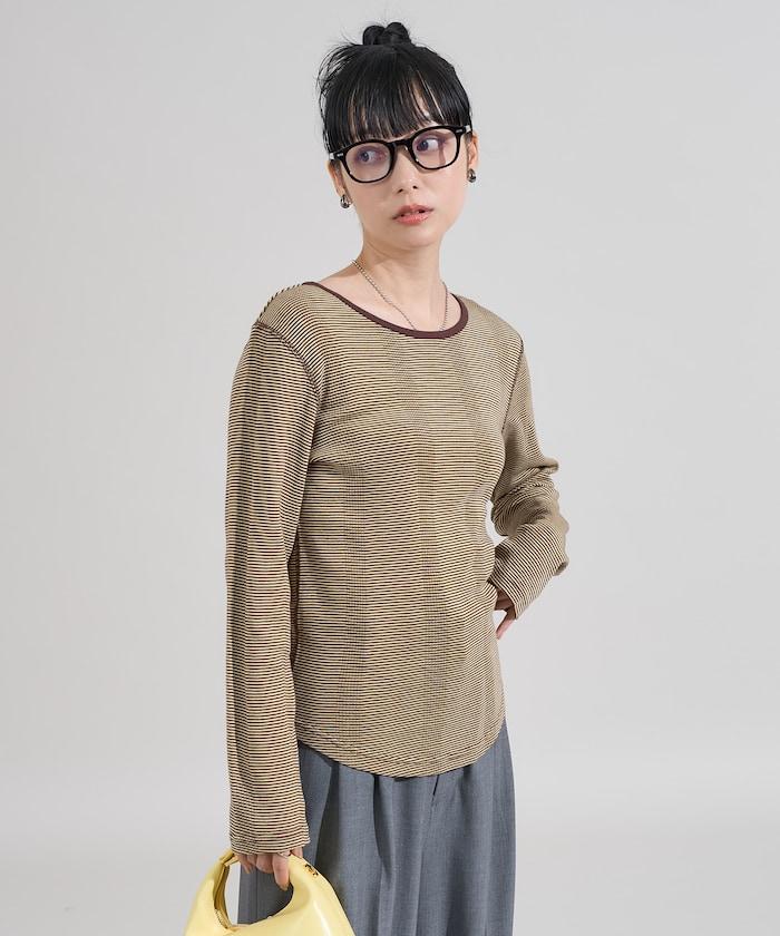 不規則羅紋條紋長袖T恤