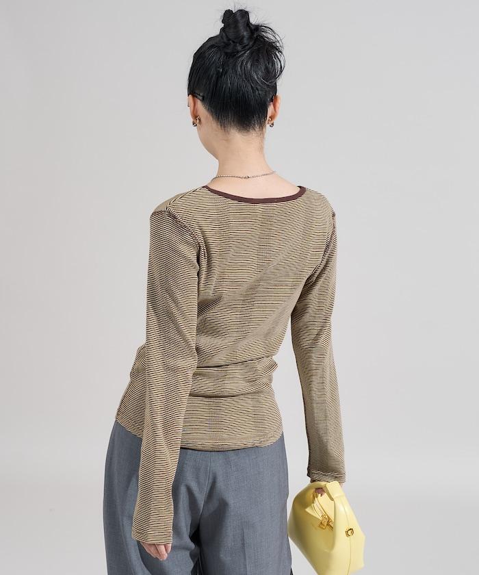 不規則羅紋條紋長袖T恤