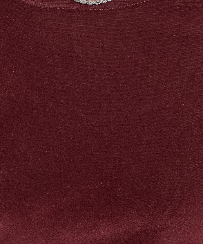 天鵝絨後背開口長袖T恤