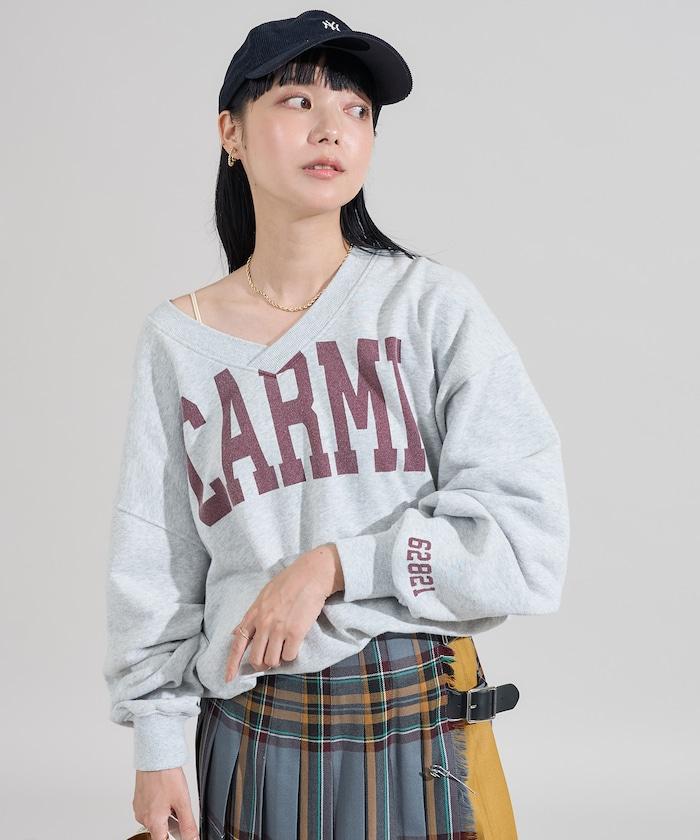 復古風V領字母印花衛衣
