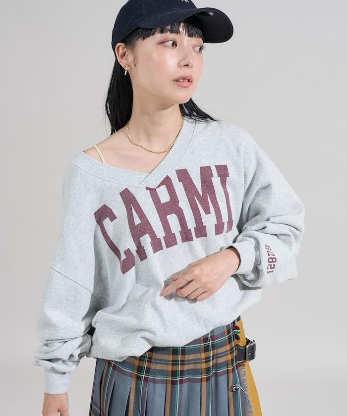 復古風V領字母印花衛衣