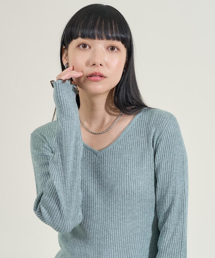 可水洗亮絲V領針織衫