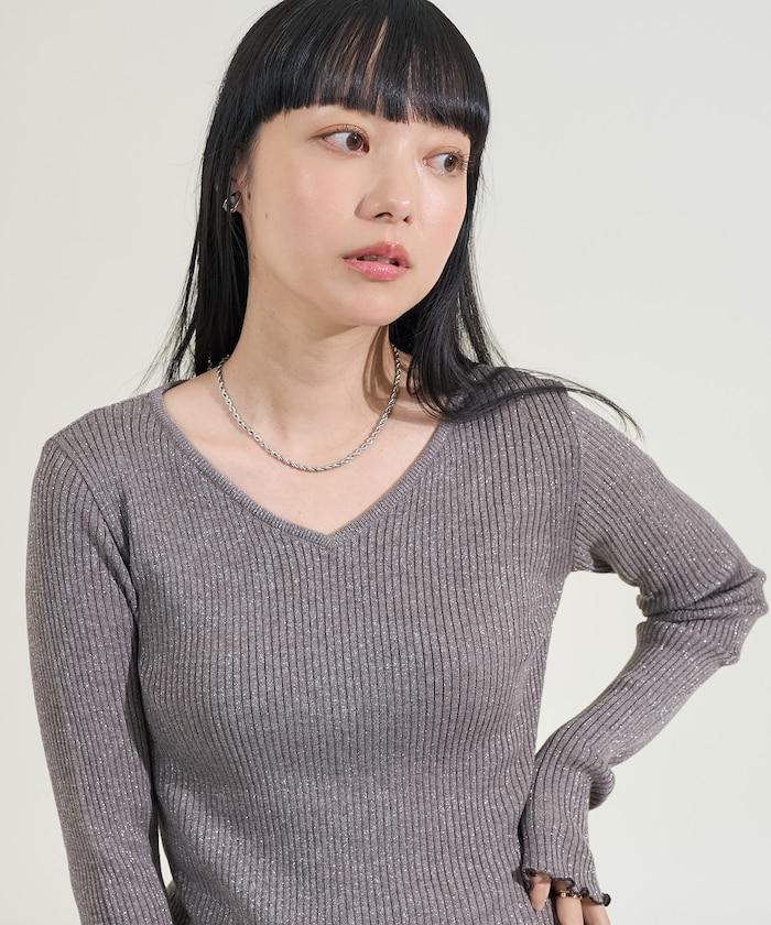可水洗亮絲V領針織衫