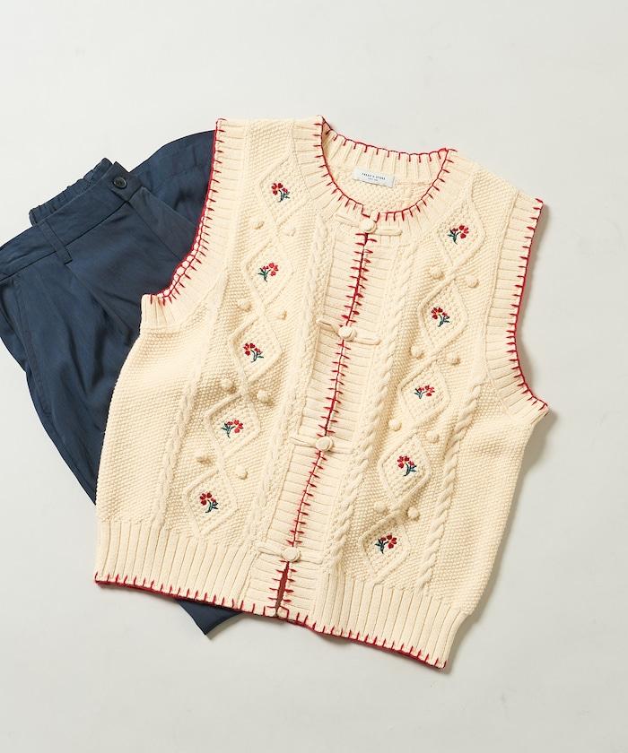 花卉刺繡針織背心
