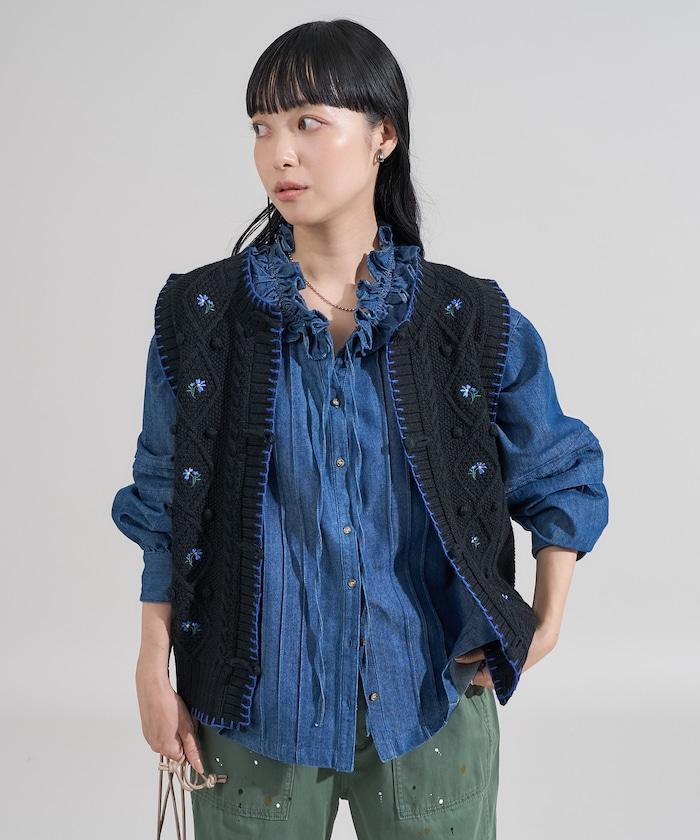 花卉刺繡針織背心