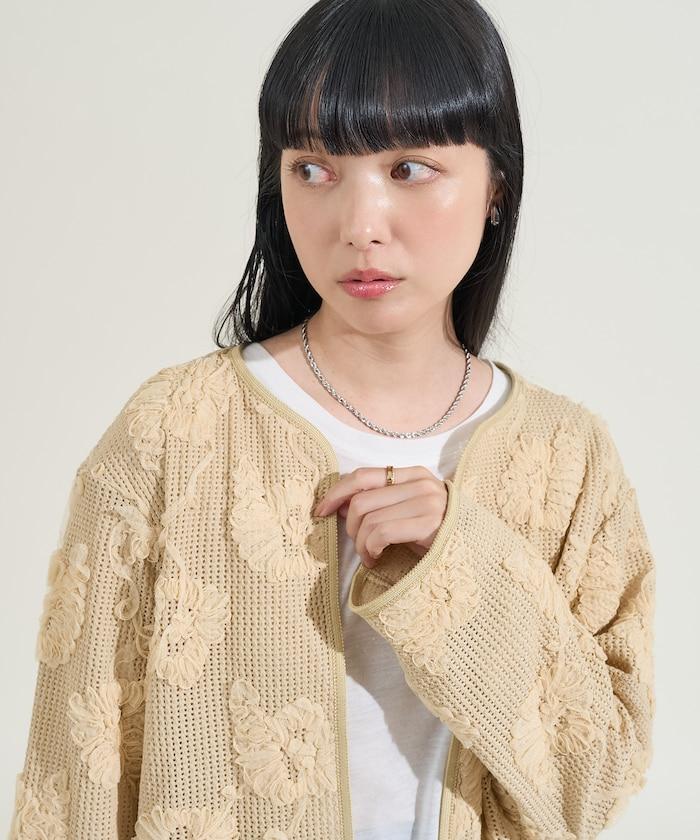 メッシュ花柄 レースカーディガン