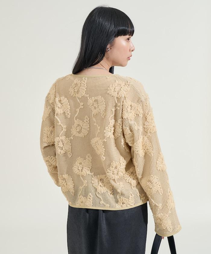 メッシュ花柄 レースカーディガン