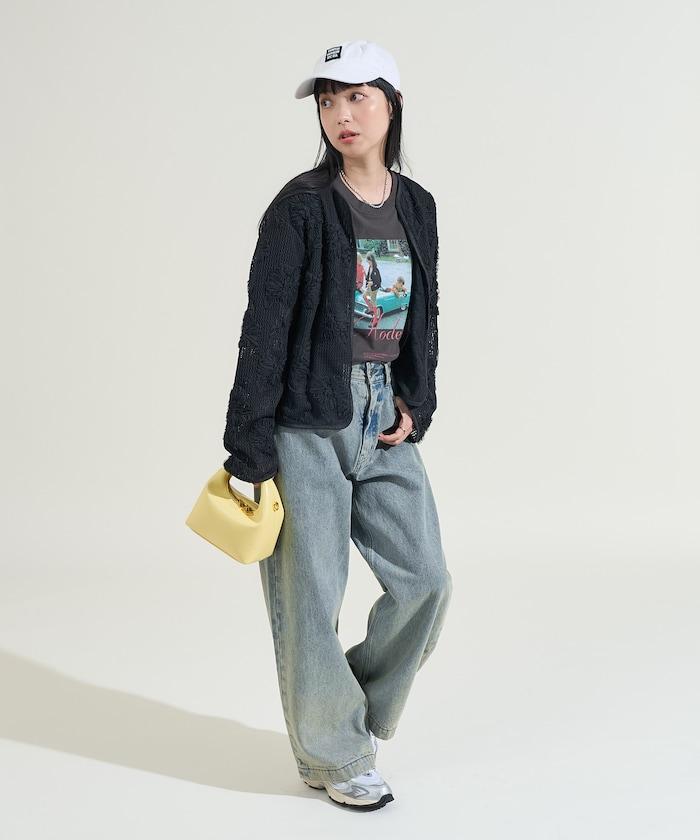 メッシュ花柄 レースカーディガン