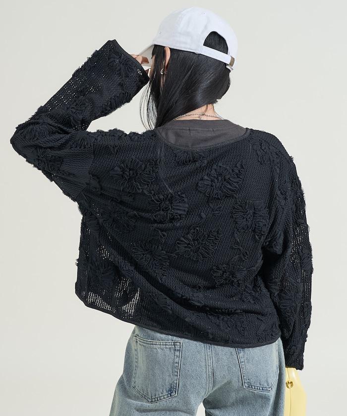 メッシュ花柄 レースカーディガン