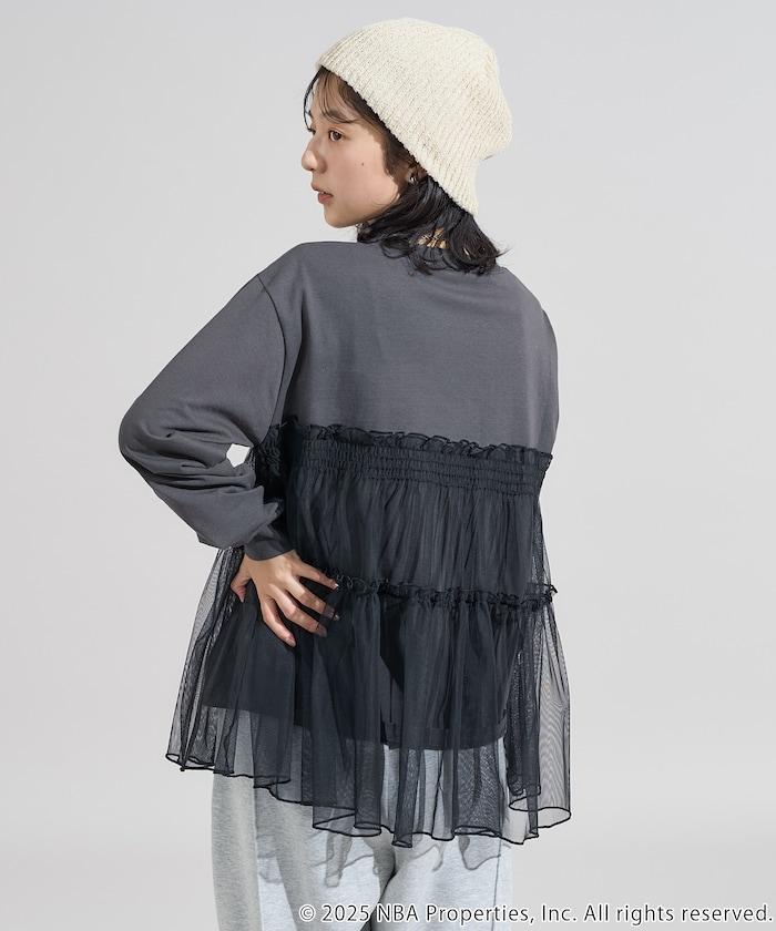 NBA網紗荷葉邊長袖T恤