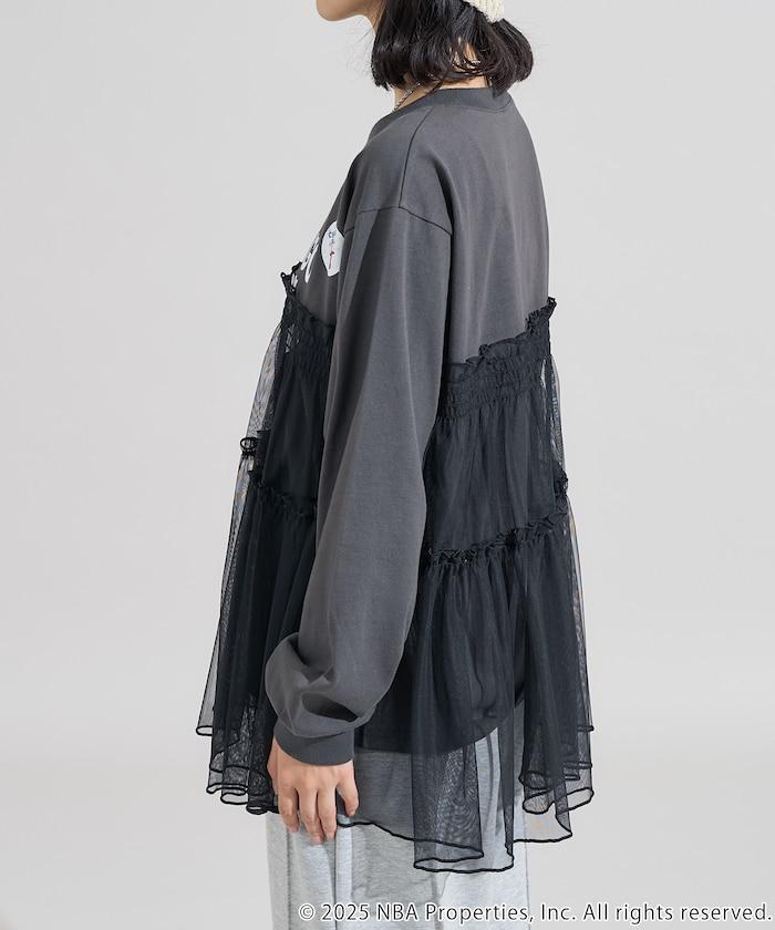 NBA網紗荷葉邊長袖T恤