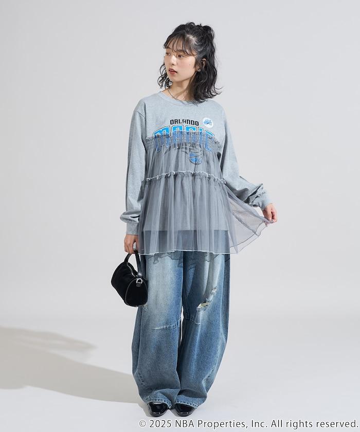 NBA網紗荷葉邊長袖T恤