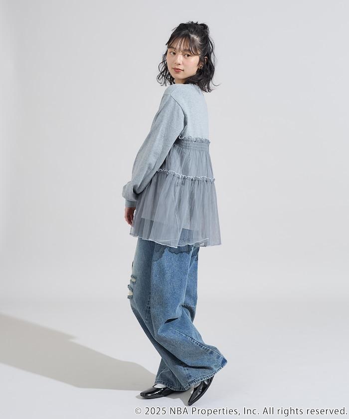 NBA網紗荷葉邊長袖T恤