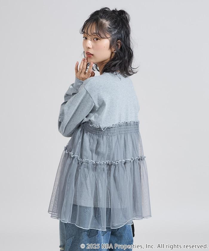 NBA網紗荷葉邊長袖T恤