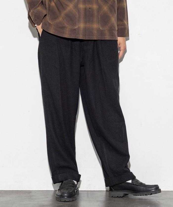 特別款寬鬆版型羊毛雙層西裝褲