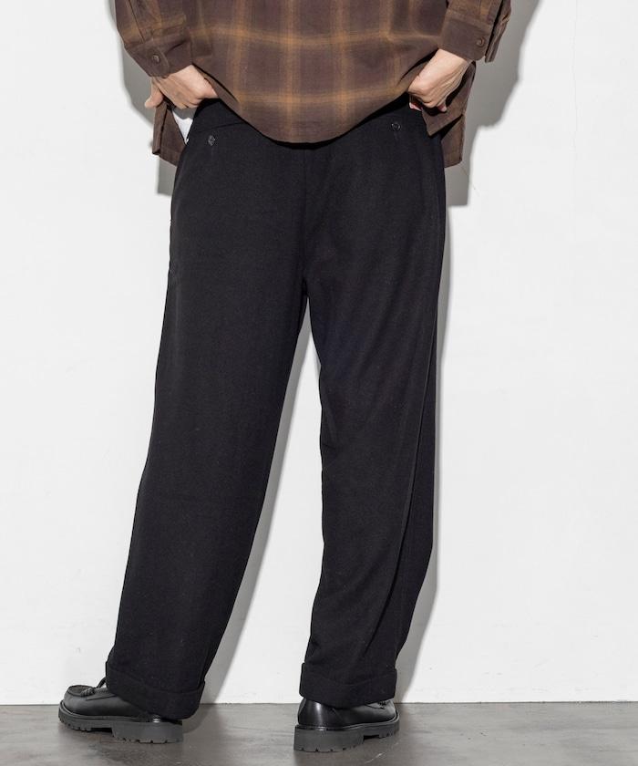 特別款寬鬆版型羊毛雙層西裝褲