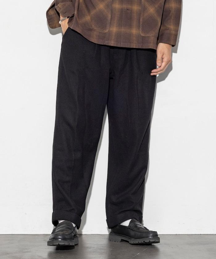 特別款寬鬆版型羊毛雙層西裝褲