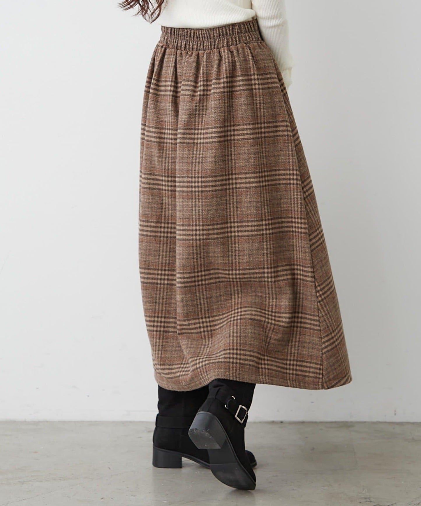 360°立體顯瘦【RMAF】側褶格紋半身裙