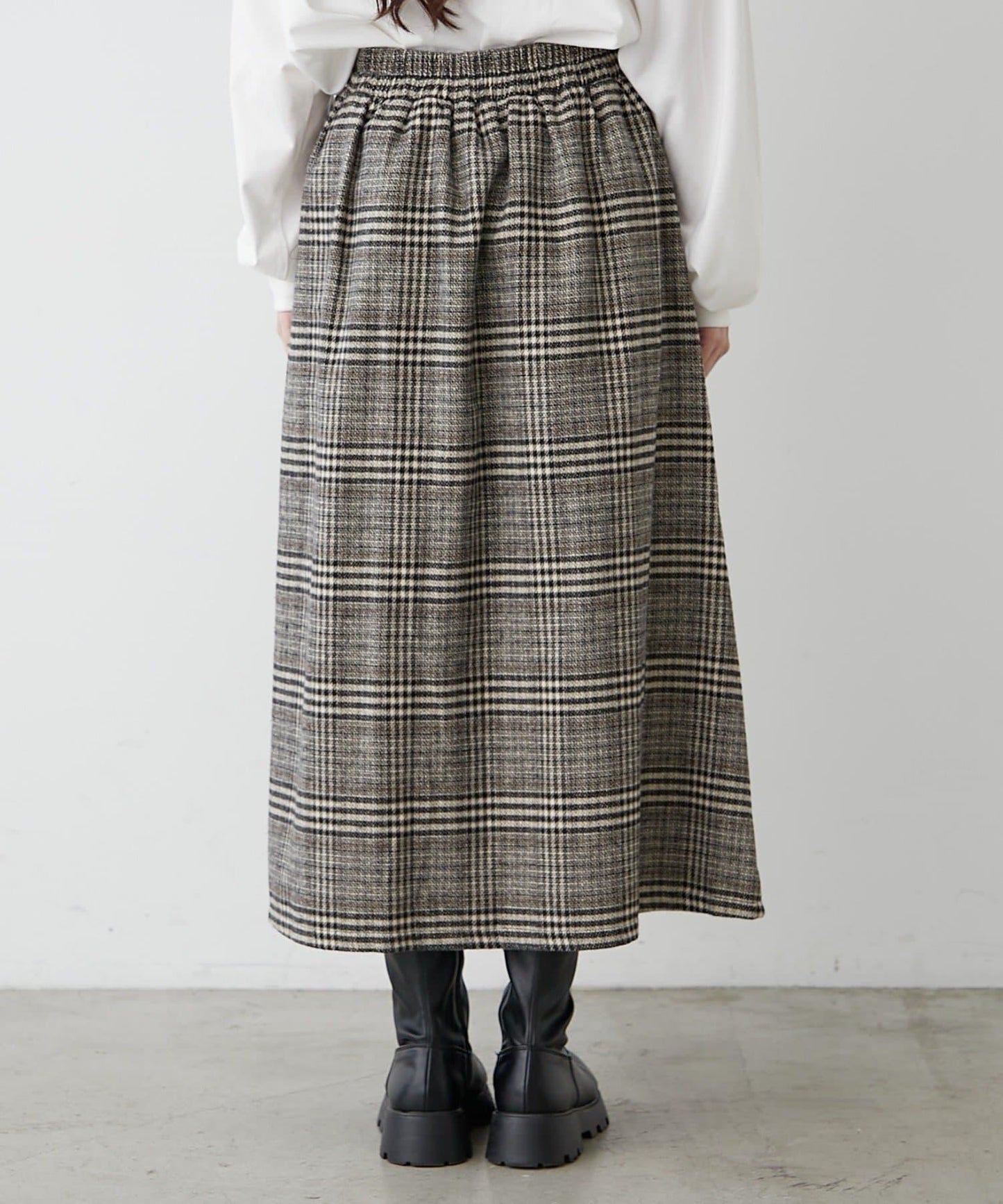 360°立體顯瘦【RMAF】側褶格紋半身裙