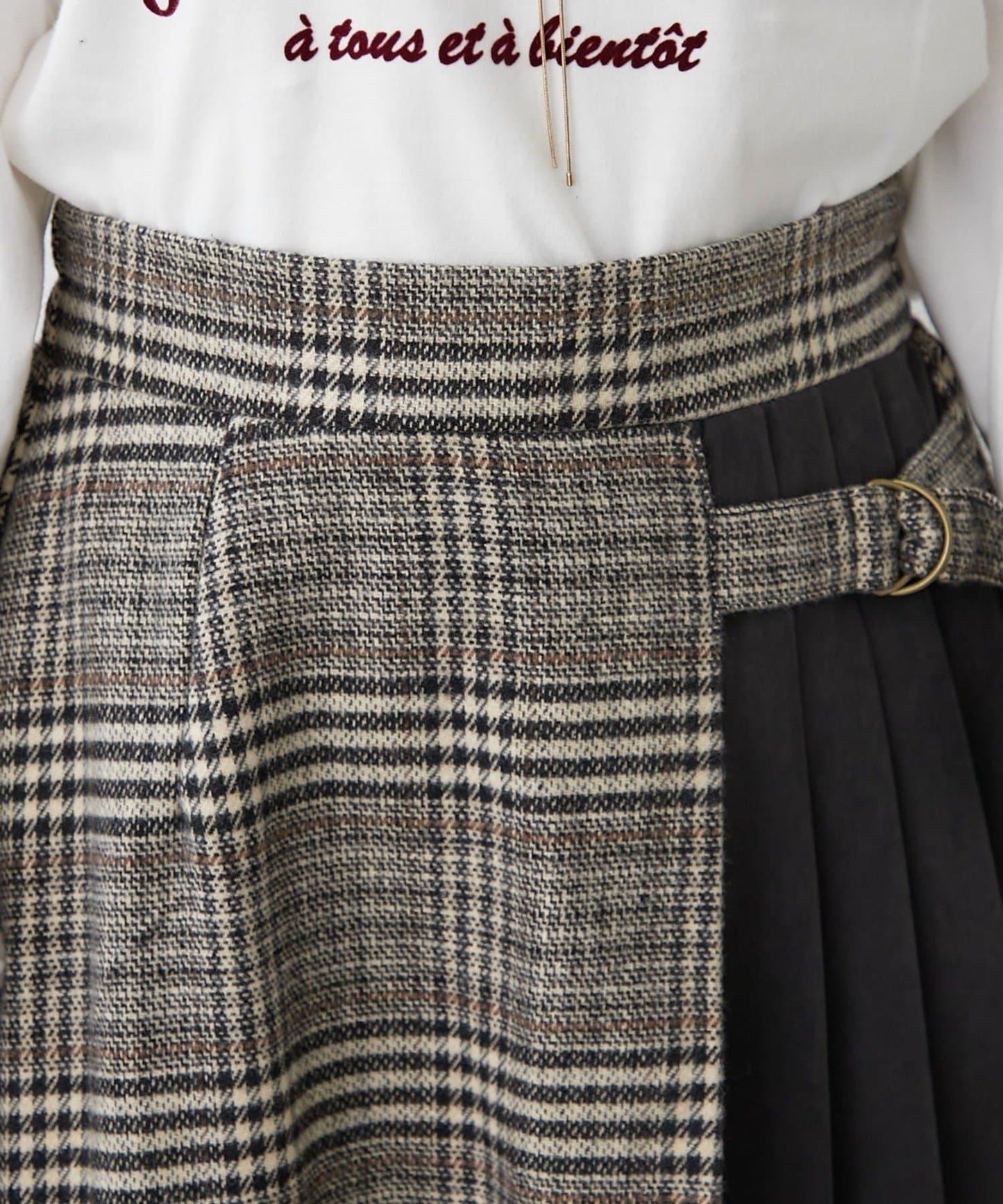 360°立體顯瘦【RMAF】側褶格紋半身裙