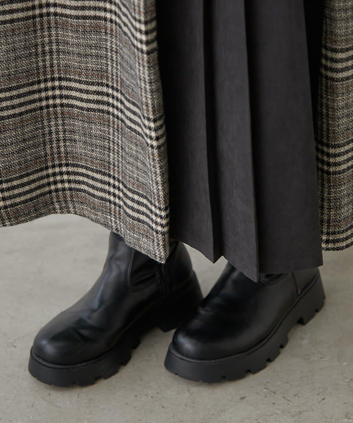 360°立體顯瘦【RMAF】側褶格紋半身裙