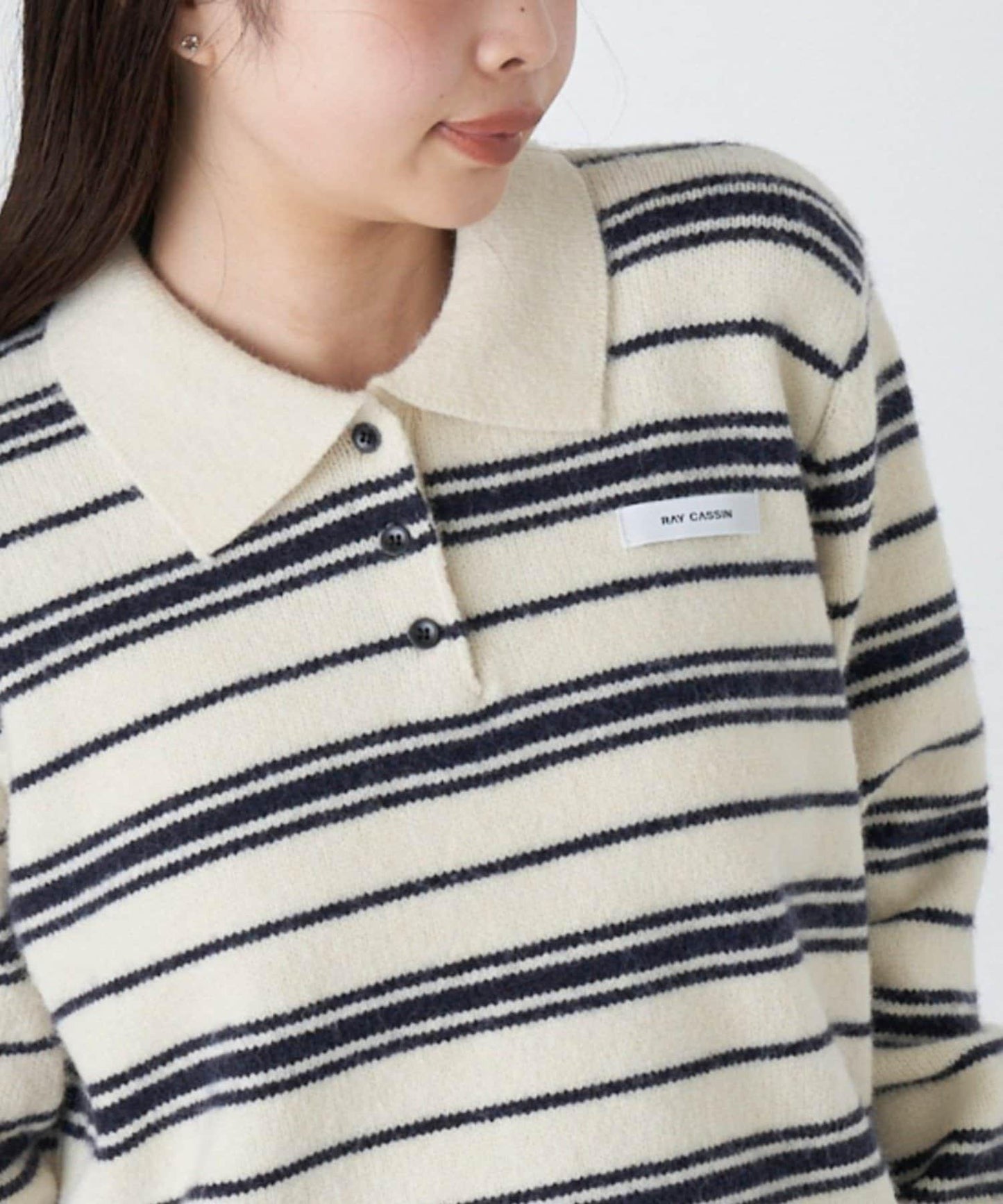 條紋翻領針織衫