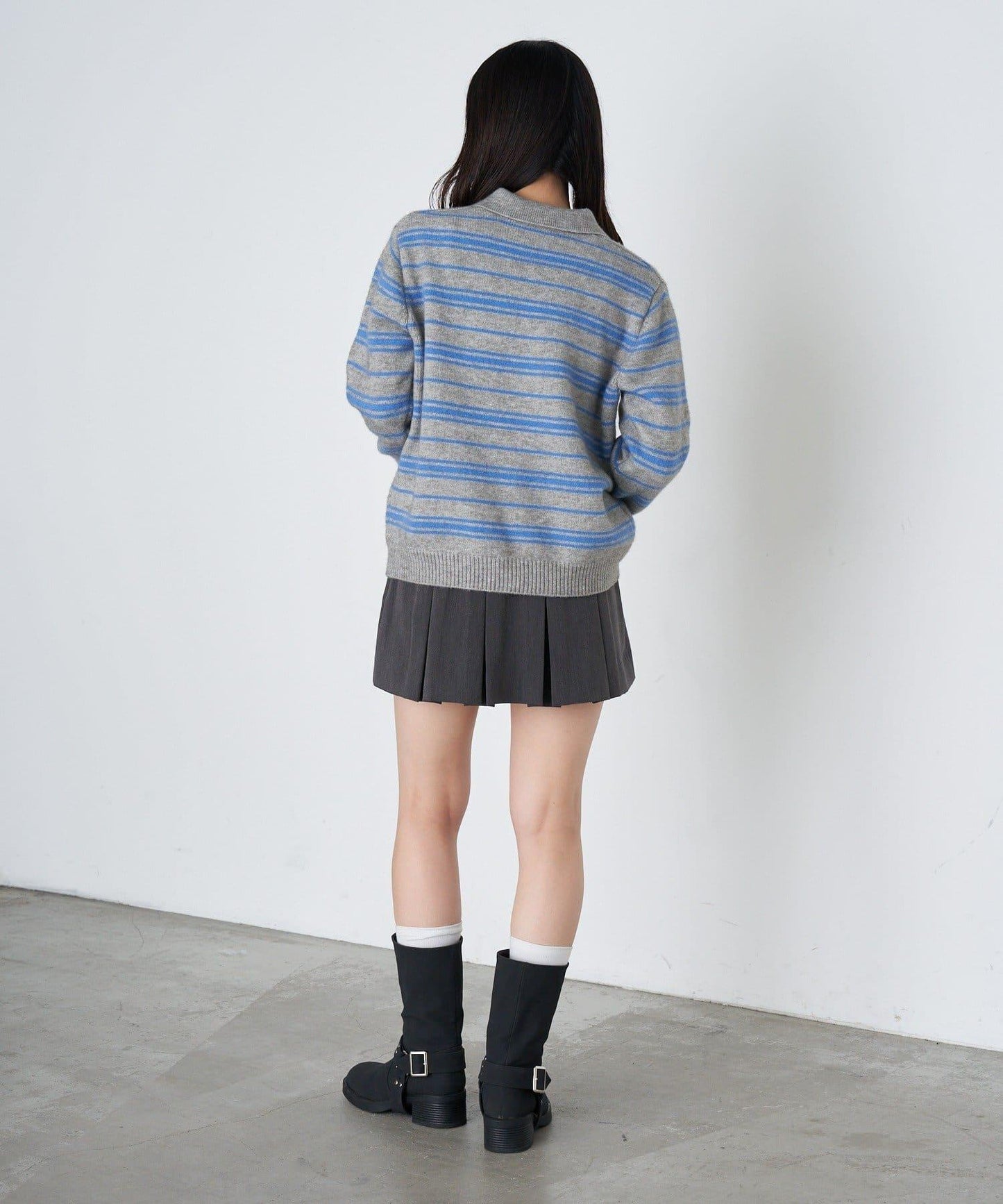 條紋翻領針織衫