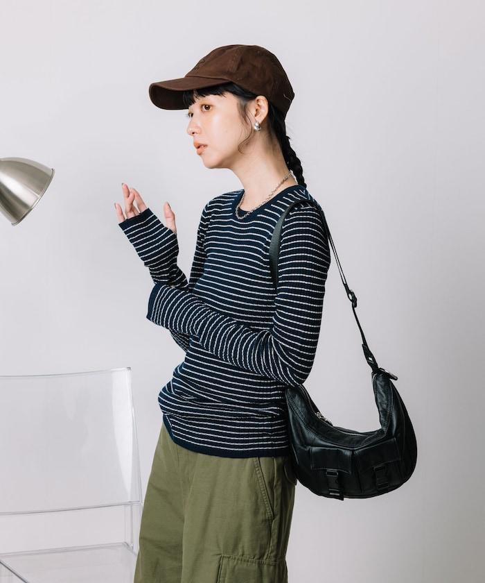可水洗條紋圓領針織衫