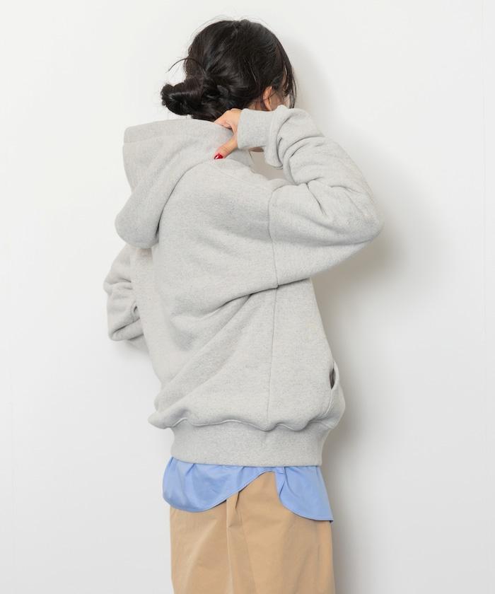 加絨混色拉鍊連帽衛衣