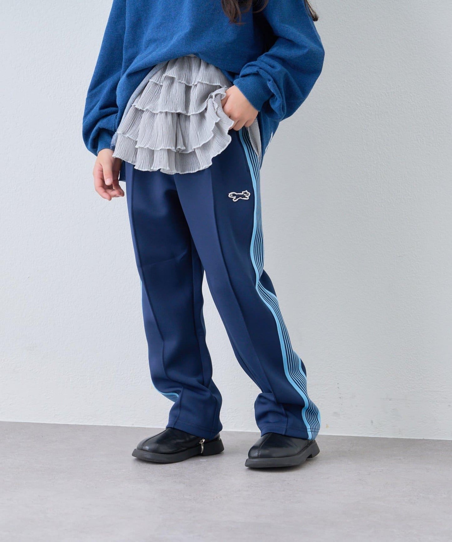 【KIDS】【FOX×TYPY】彈力針織拼接運動長褲