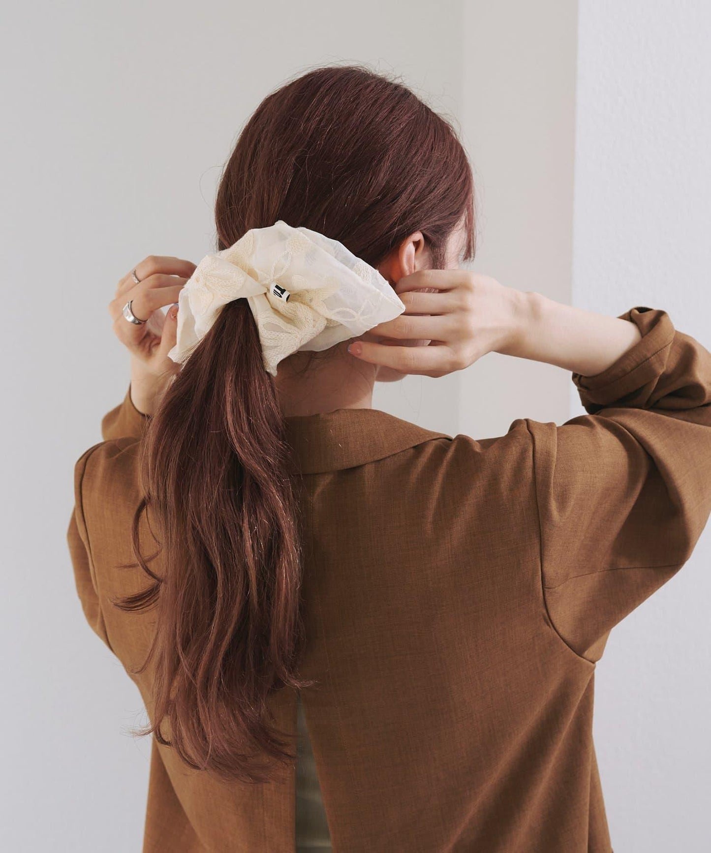 【fiw.】方形花卉蕾絲髮圈