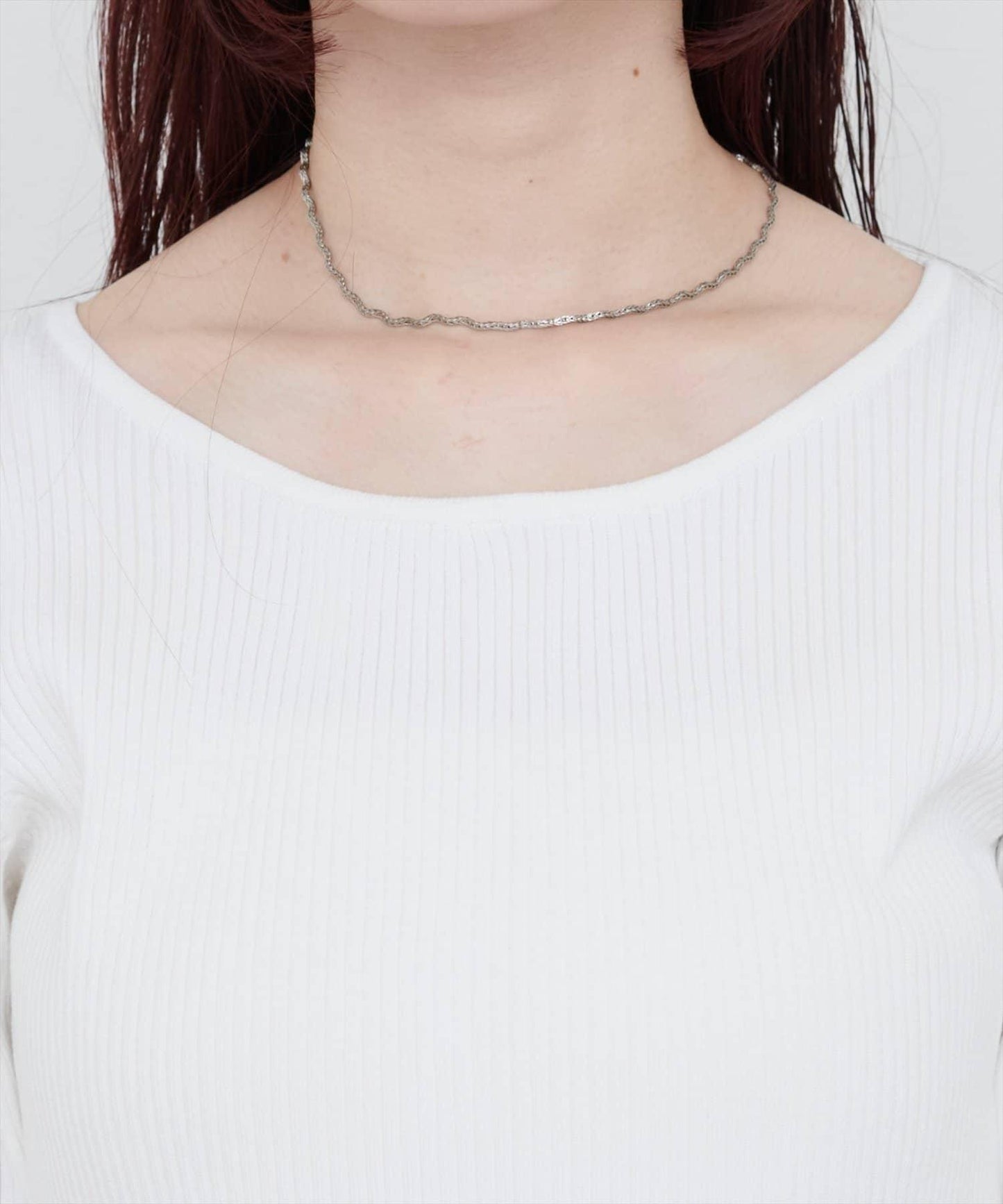 【natural couture】前後兩穿透視荷葉邊羅紋針織衫