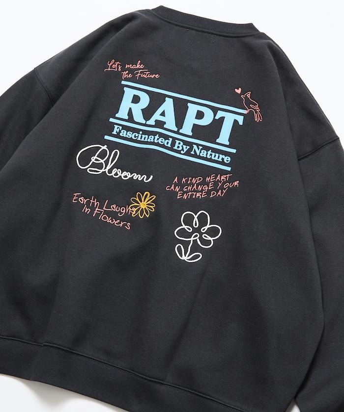 寬鬆版型 繩繡設計 背部印花 圓領衛衣 / Rapt