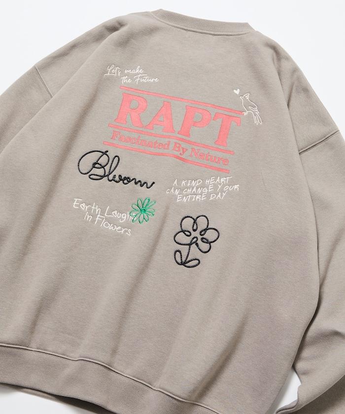 寬鬆版型 繩繡設計 背部印花 圓領衛衣 / Rapt