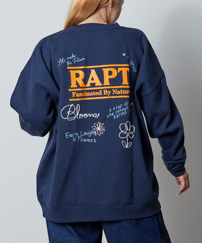 寬鬆版型 繩繡設計 背部印花 圓領衛衣 / Rapt