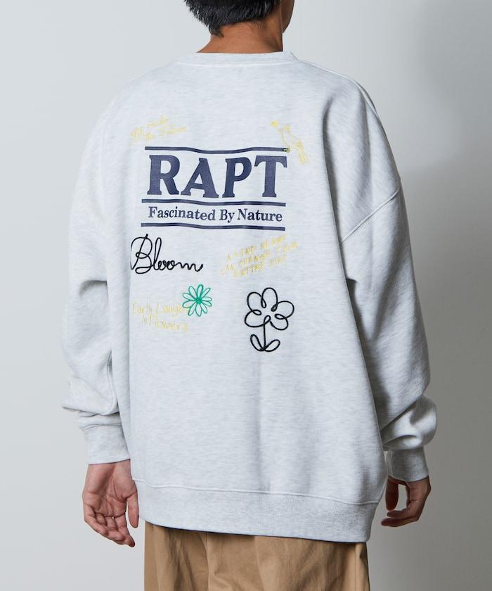 寬鬆版型 繩繡設計 背部印花 圓領衛衣 / Rapt
