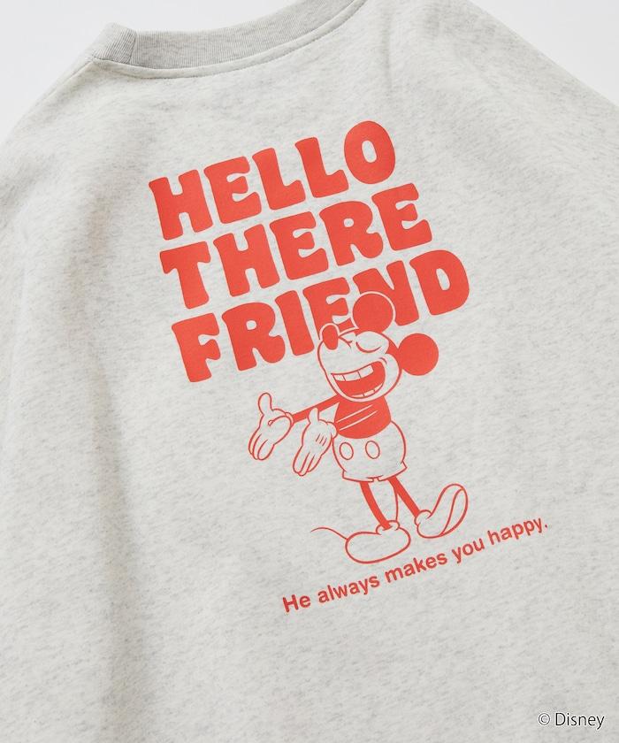 DISNEY 《迪士尼》 米老鼠/特別款 寬鬆版型 背部印花 圓領衛衣/HELLO