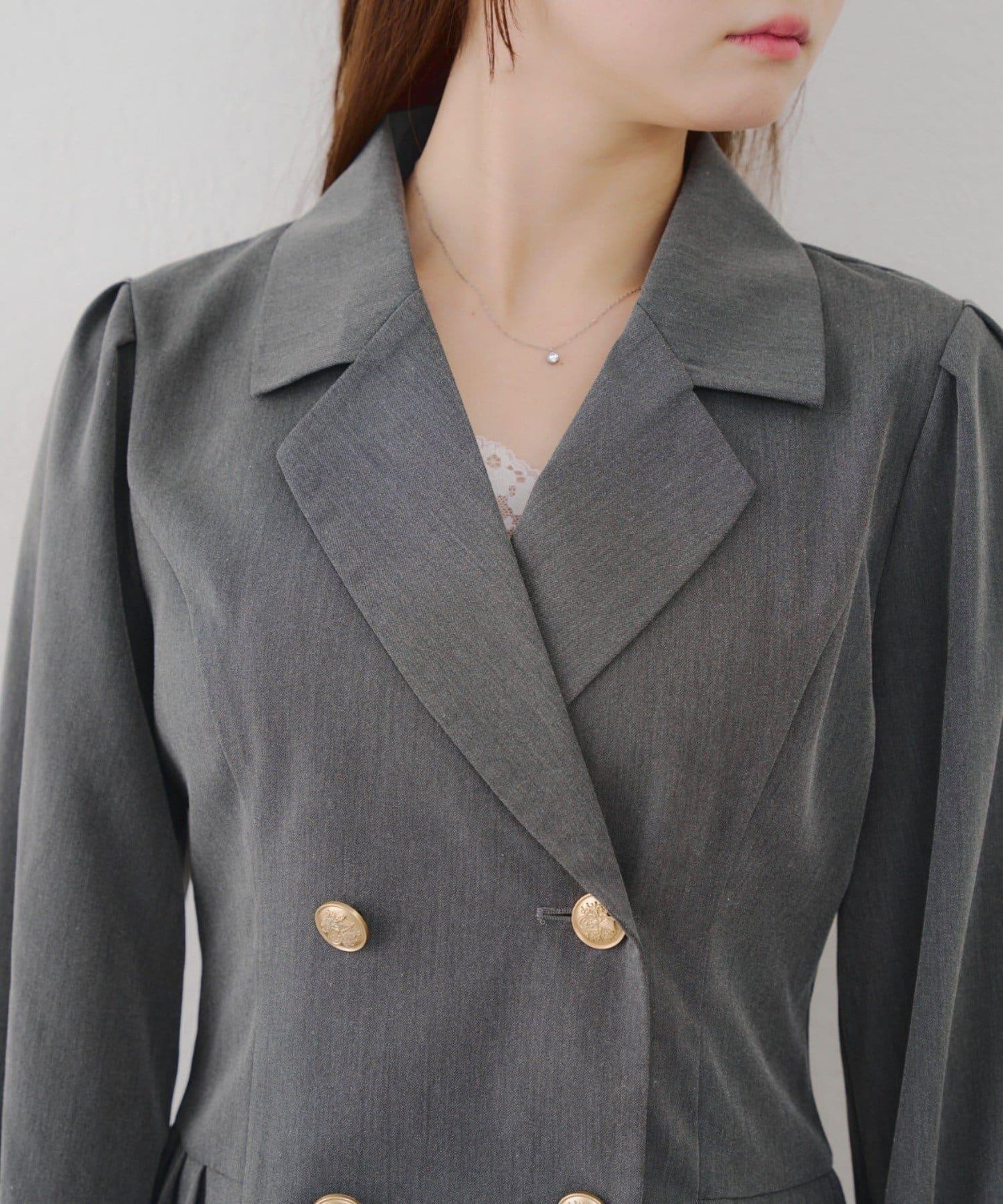 西裝領百褶迷你連衣裙