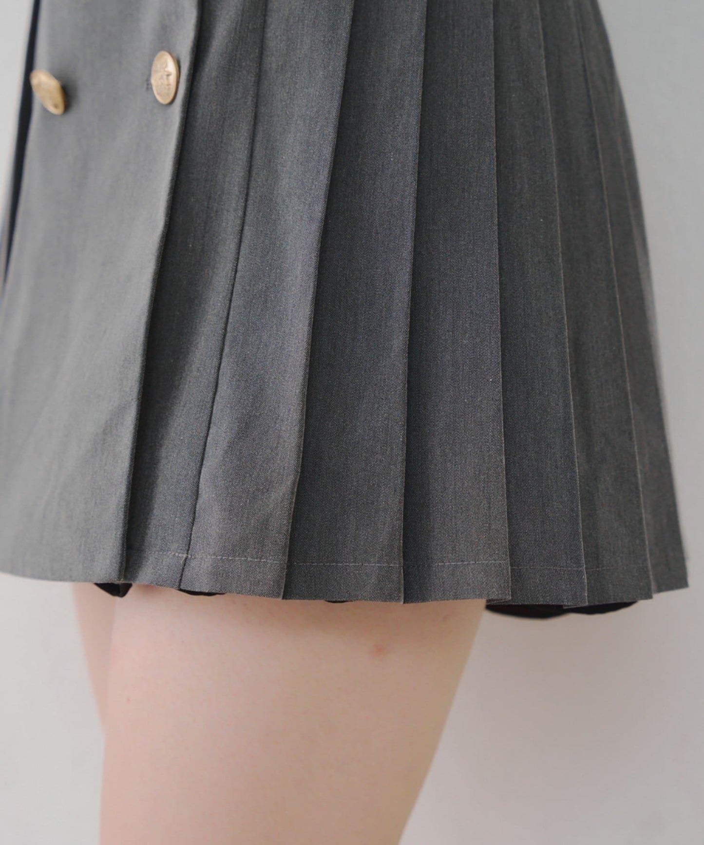 西裝領百褶迷你連衣裙