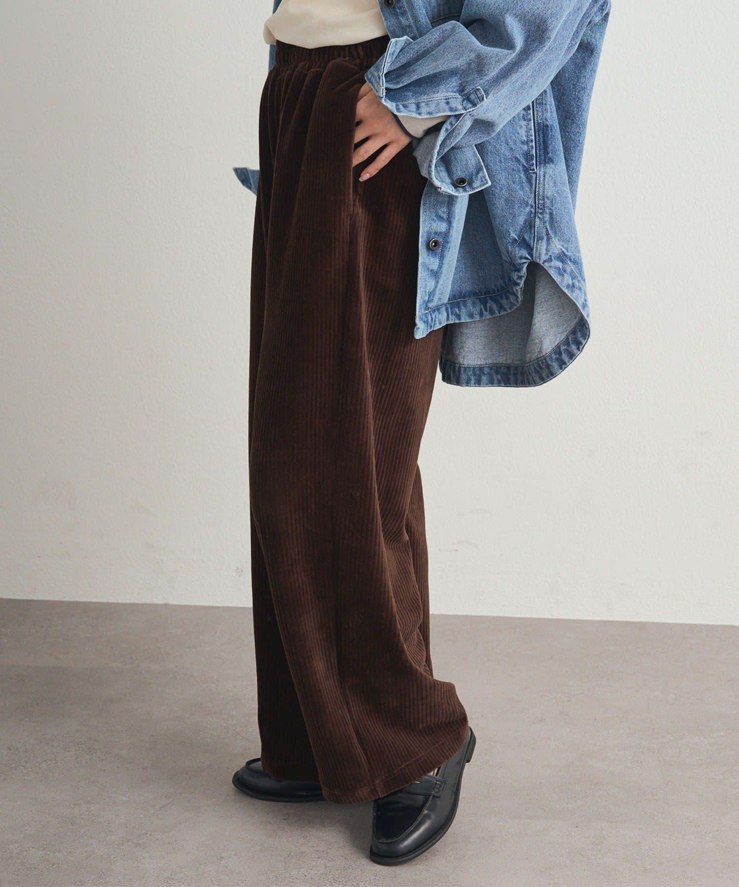 彈力燈芯絨休閒褲