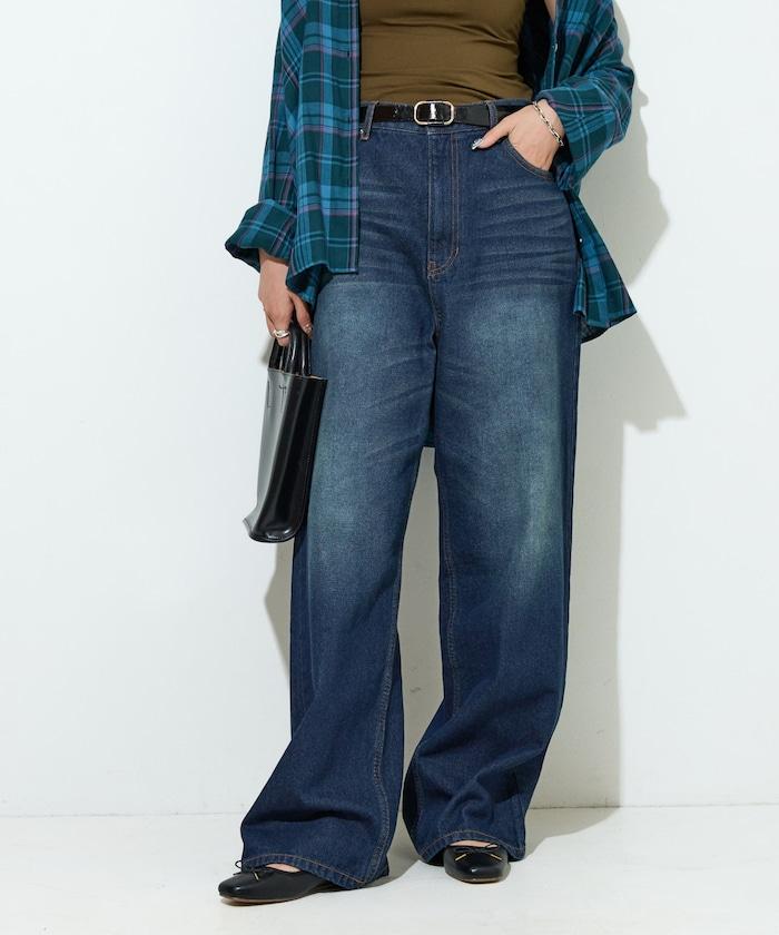 直筒寬鬆牛仔褲